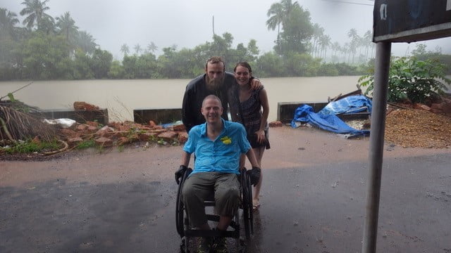 Dave caught in a monsoon with his PA in Goa