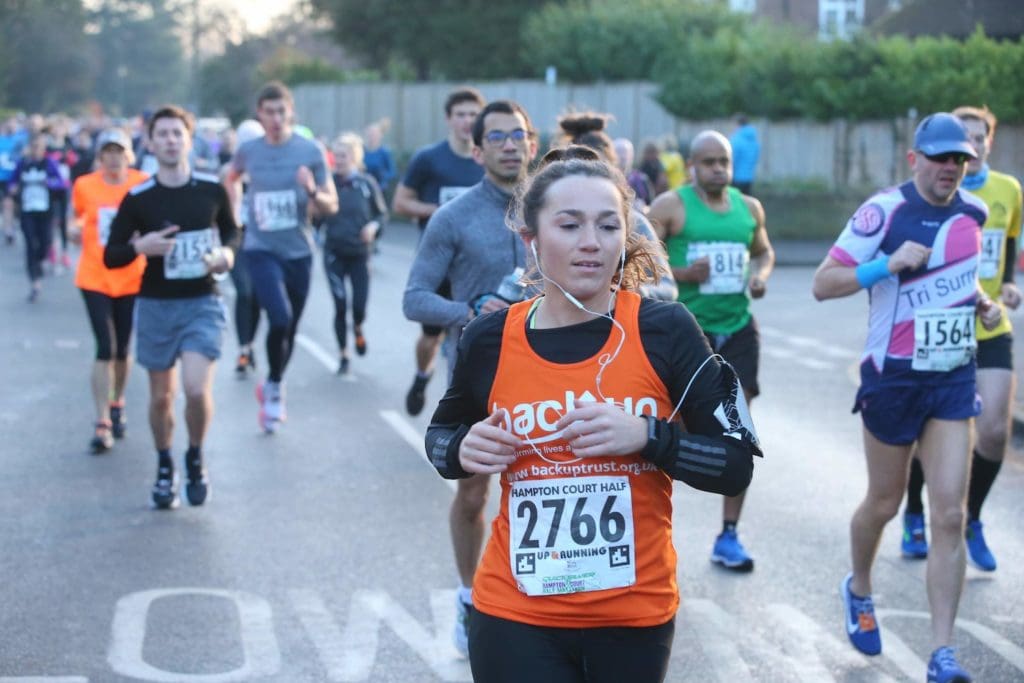 Melanie taking part in the Hampton Court half marathon to raise funds for Back Up