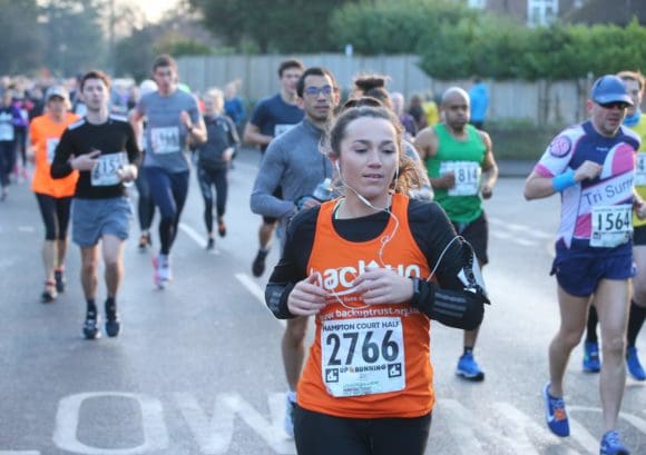 Melanie taking part in the Hampton Court half marathon to raise funds for Back Up