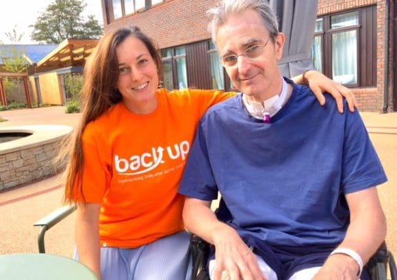 Our Back Up champion Emma sat with her father while he was in recovery