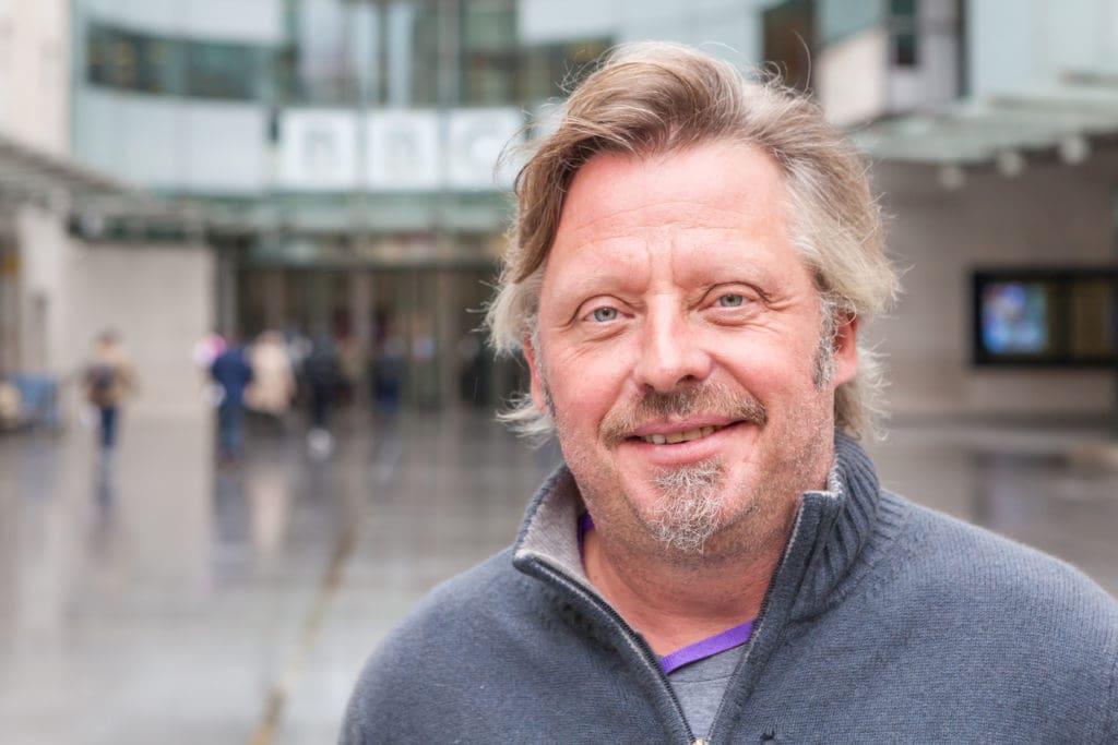 Photo of Charley Boorman outside the studio where we recorded our BBC Radio 4 charity appeal