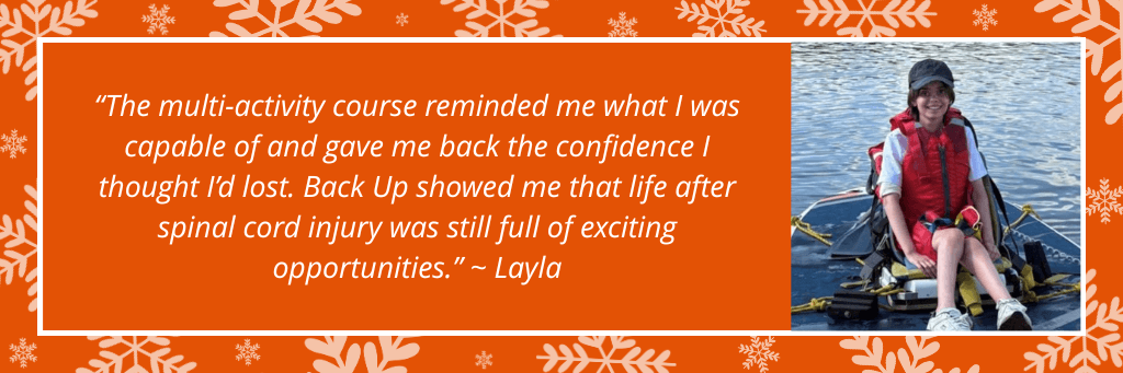 Image of Layla and her words about Back Up helping her