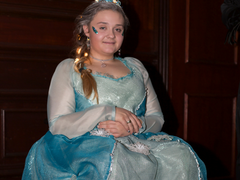 Bethany wearing an Elsa from Frozen costume at our 2017 Back Up Ball