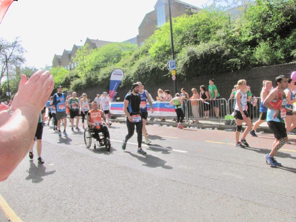 Andrew pushing in this years London Marathon