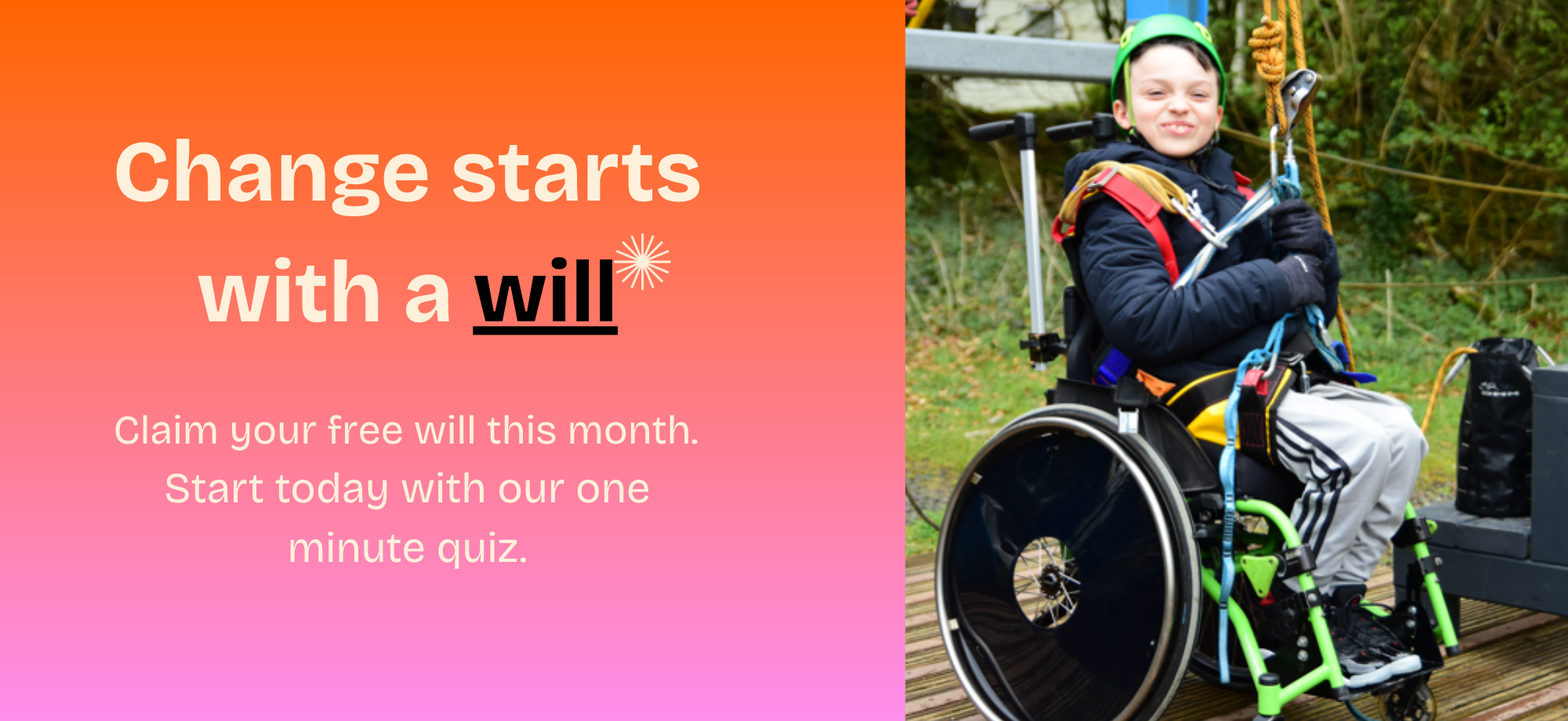 Change starts with a will. Get your free will today starting with our one-minute quiz.