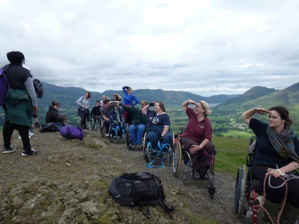 Merryn and several other coursemates exploring a hillside in the Lake District