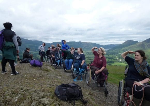 Merryn and several other coursemates exploring a hillside in the Lake District