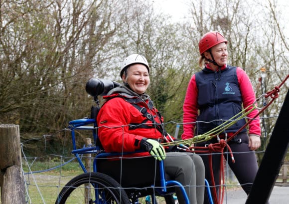 Participant on our multi-activity course getting ready to abseil