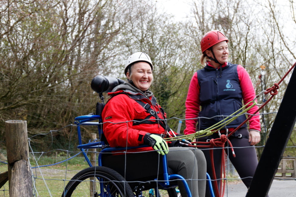 Participant on our multi-activity course getting ready to abseil