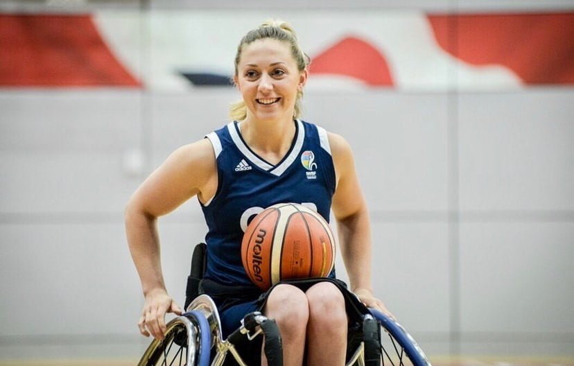 Paralympian Sophie Carrigill playing wheelchair basketball