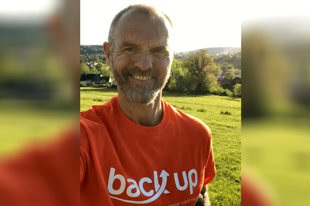 Paul, out for a walk on his spinal circuit challenge