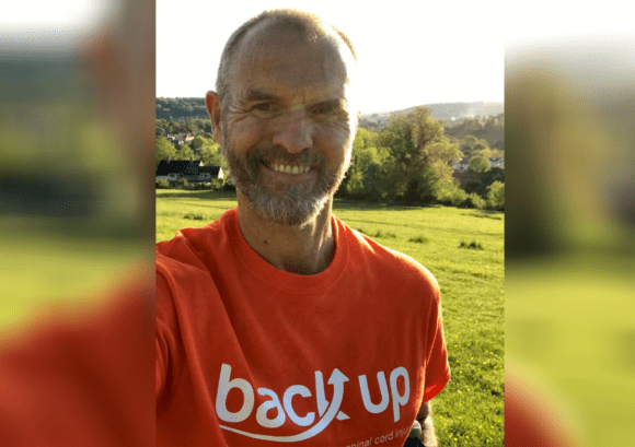 Paul, out for a walk on his spinal circuit challenge