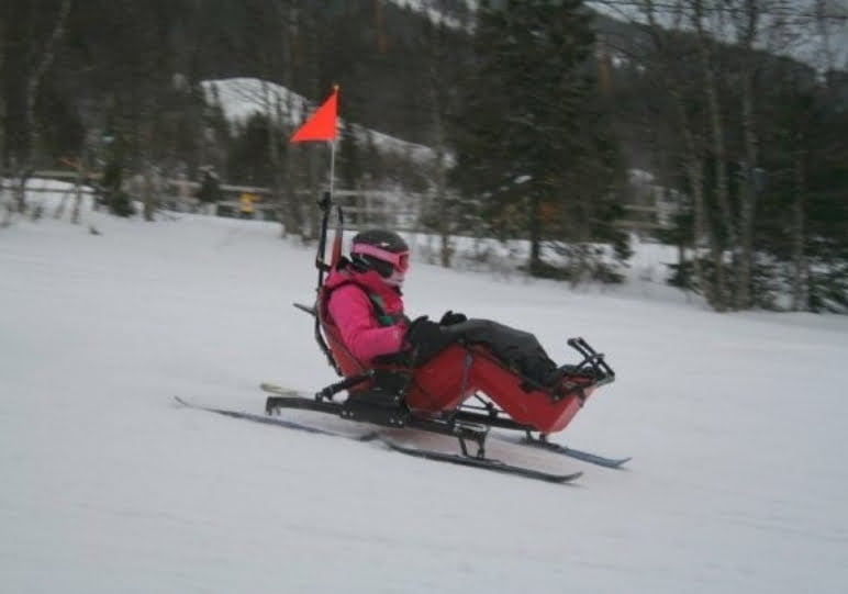 Kylie skiing on one of Back Up's ski courses