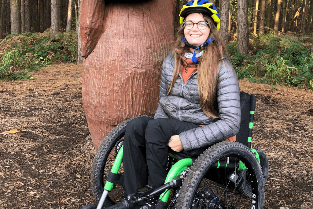 Laura, a young volunteer, out on a woodland push.