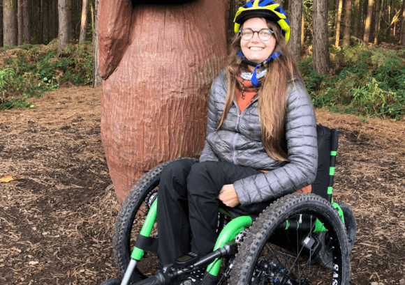 Laura, a young volunteer, out on a woodland push.