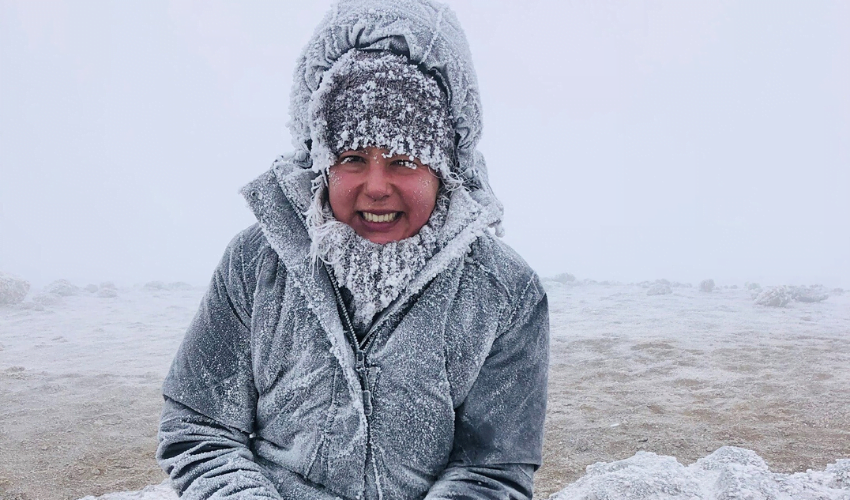 Sophie while climbing Kilimanjaro with a spinal cord injury