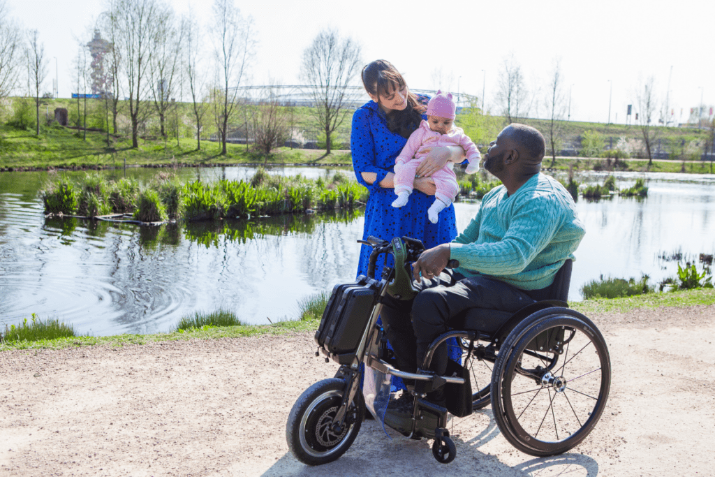 a man using a wheelchair attachment