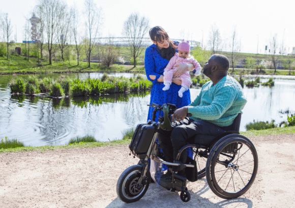 a man using a wheelchair attachment