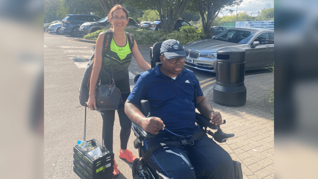 Sophie out with her husband Kay who sustained a spinal cord injury in lockdown