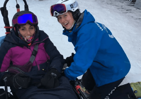 Nikki and a companion on the ski karting course in Sweden