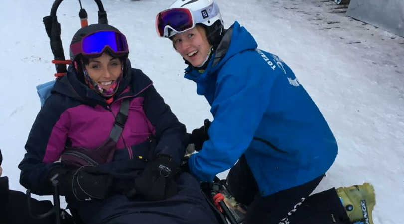 Nikki and a companion on the ski karting course in Sweden