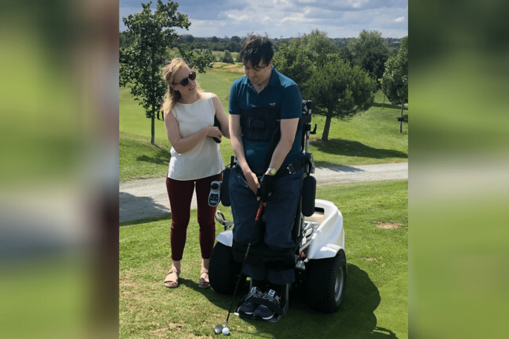 Annelore and Ed playing golf together - mentoring showed annlore that she adds value to Eds life.