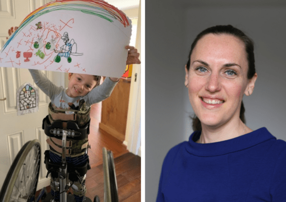 A picture of Emerson, a young wheelchair user, next to a picture of our CEO abigail lock. BBC Children in Need did a short film and animation about emerson's journey