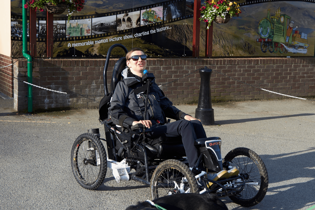 Peter, with his bespoke chin-controlled power chair