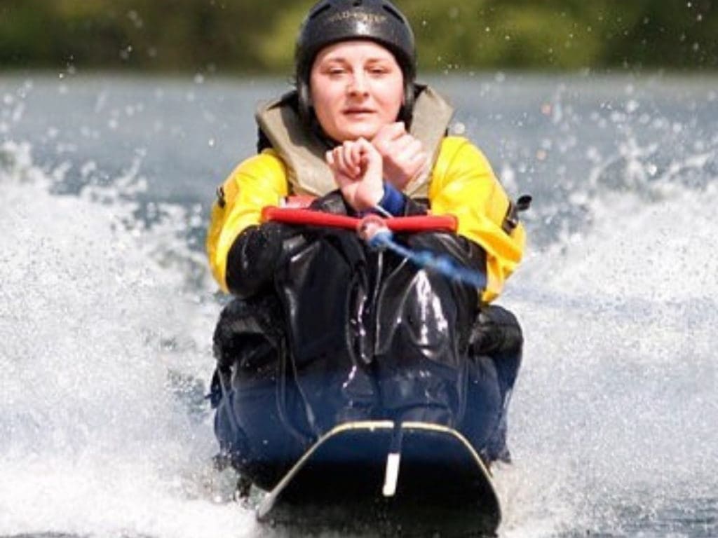 Kylie taking part in some adaptive water skiing