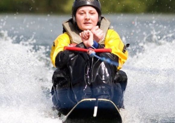 Kylie taking part in some adaptive water skiing