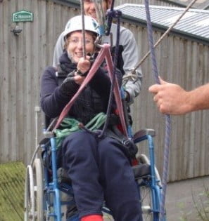 Sharon abseiling on the Back Up multi activity course