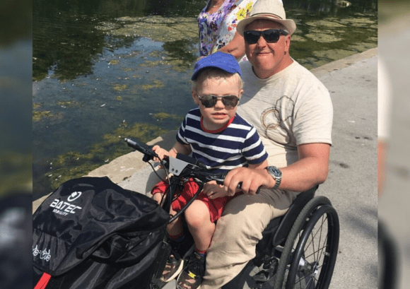 Brian and his grandson. Brian told us about aging well witha spinal cord injury. he wrote the grandad wheels books to fundraise for our services