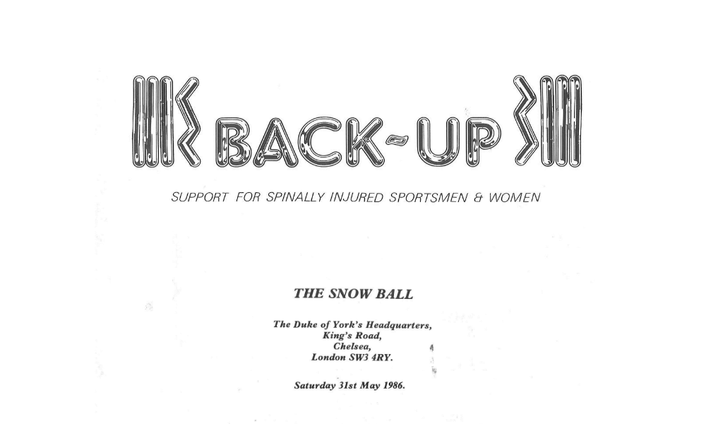 the 1986 Back Up Ball programme