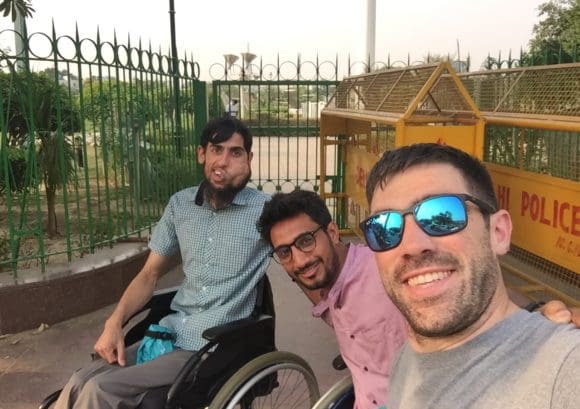 Ollie with two participants during the training in Delhi