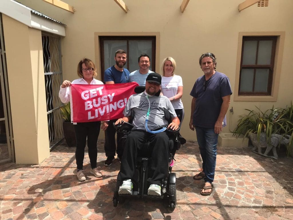 Matt Hampson, a powerchair user, on holiday