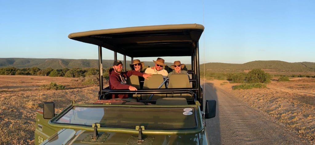 MAtt Hampson, a power chair user, on a safari tour in South Africa