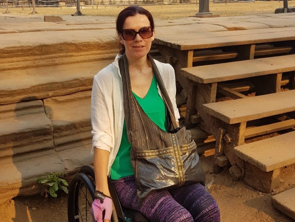 sarah, someone who regained her independence after a high level spinal cord injury, travelling in cambodia