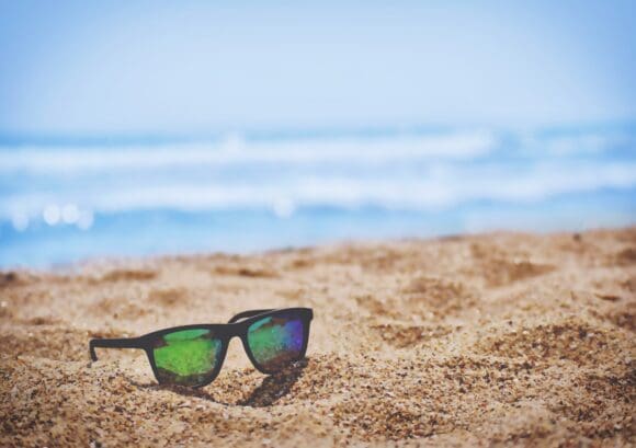 sunglasses on beach