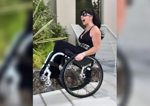 Michelle, an expert in spinal cord injury and sex, back wheel balancing.